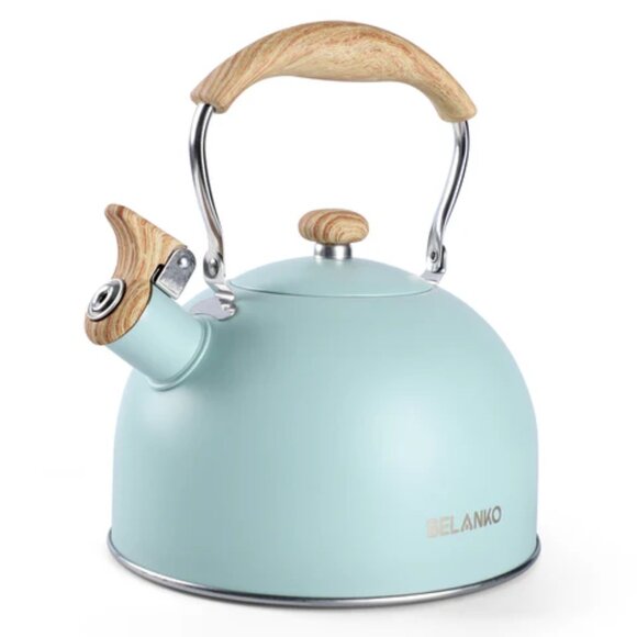 BELANKO Whistling Tea Kettle 2.3 Qt | Stainless Steel Turquoise | NWT - Picture 2 of 4